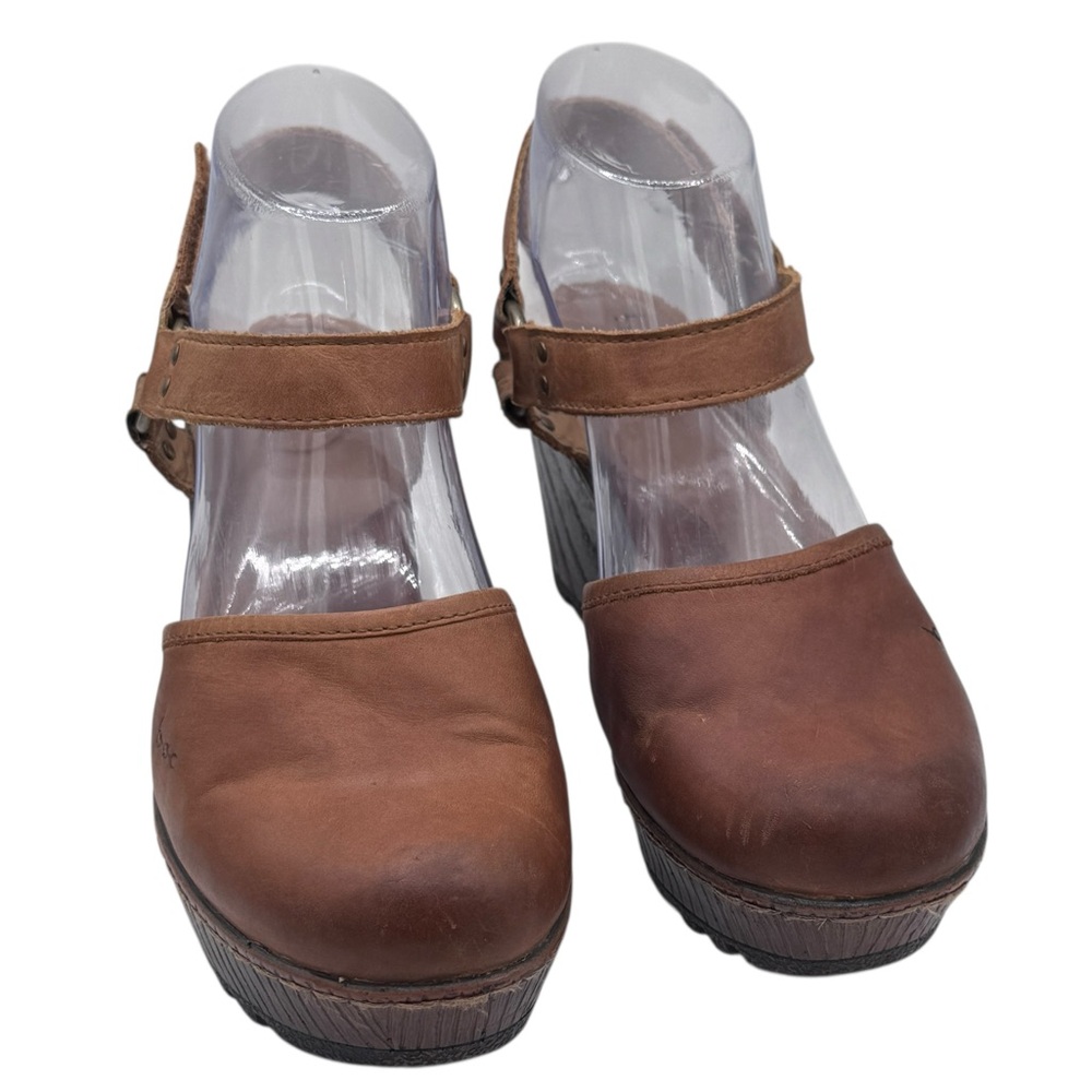 boc Brown Leather Women's Wedge Sandals - Size 7 - Picture 2 of 11